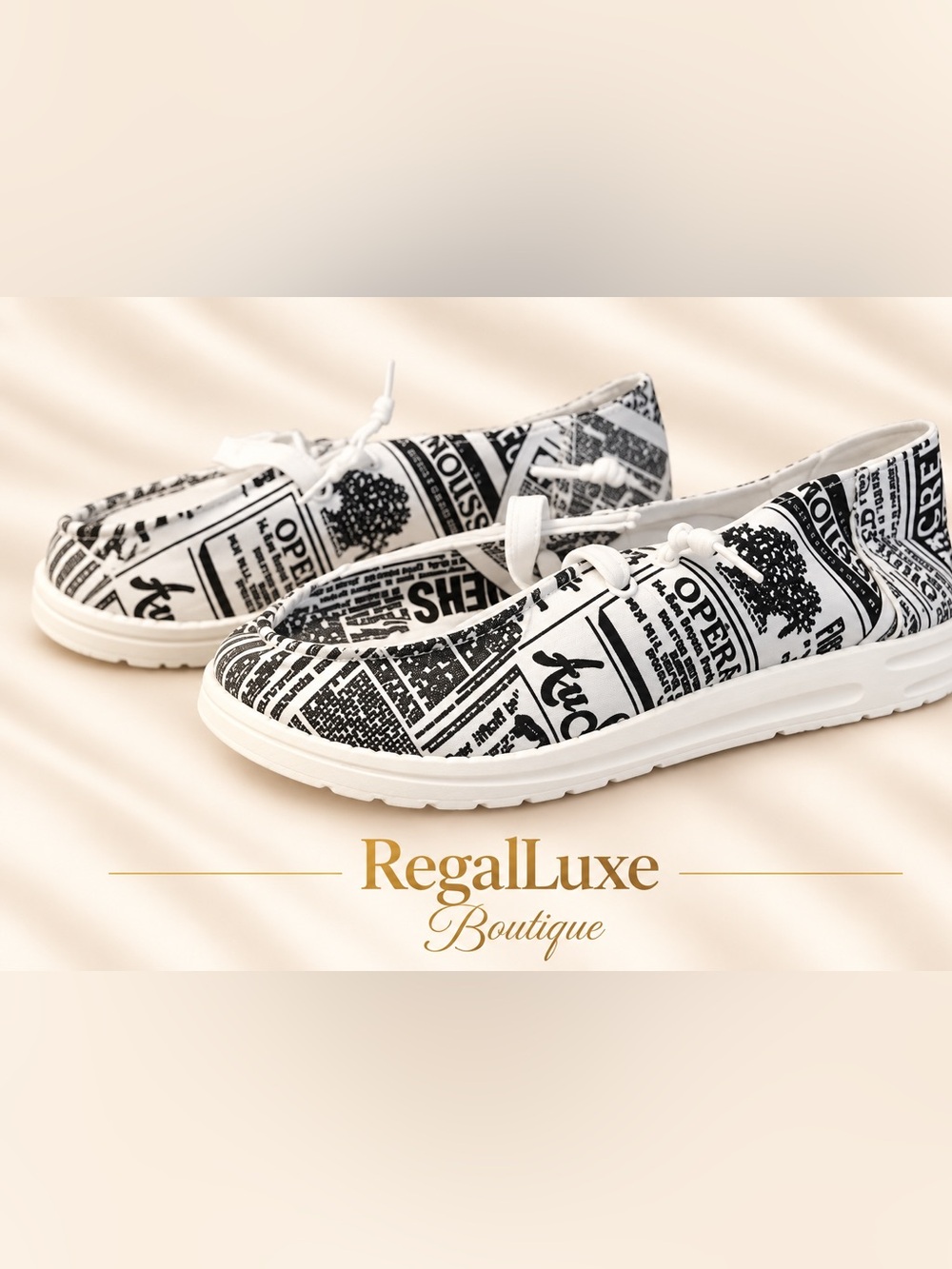 Brand New - Never Worn | Women's Newspaper Print Canvas Sneaker